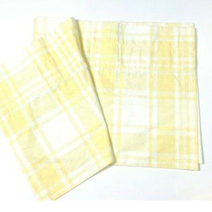 2 Yellow White Plaid Valances Curtains